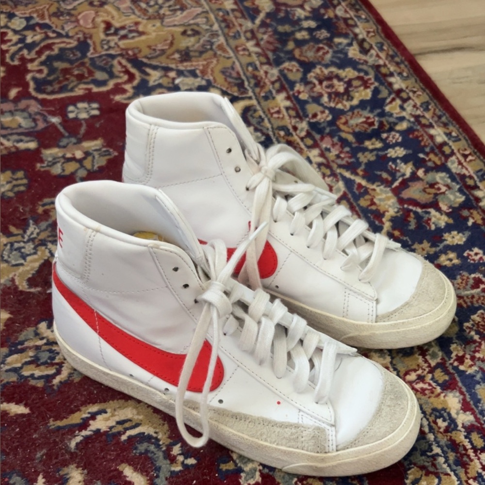 White and Red Nike Blazers